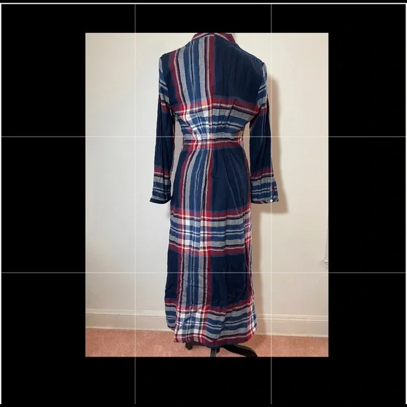 Anthropologie tartan surplice dress, size M, midi dress, soft plaid fabric - Picture 3 of 6